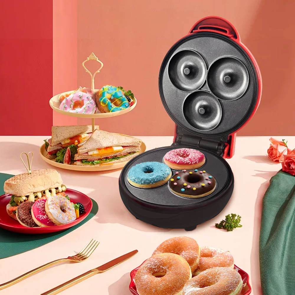KALNO Electric Donat Maker 3 Lubang Alat Cetakan Donat Mini Bulat KD691 - Pembuat Donut mini Elektrik Lapisan Anti Lengket Untuk Rumahan